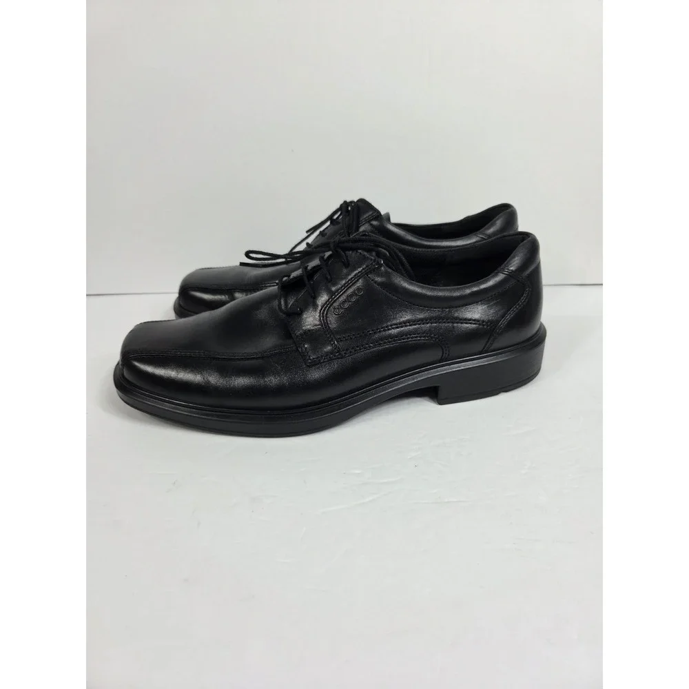 ECCO Helsinki  Black Leather Lace-Up Oxford Shoes EU 44 US 10 Men Square Toe